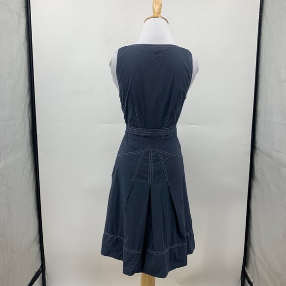 BCBGMaxAzria Mini Dress Women 2 Blue Gray Faux Wrap Tie Waist Pleated Sleeveless - Picture 6 of 13